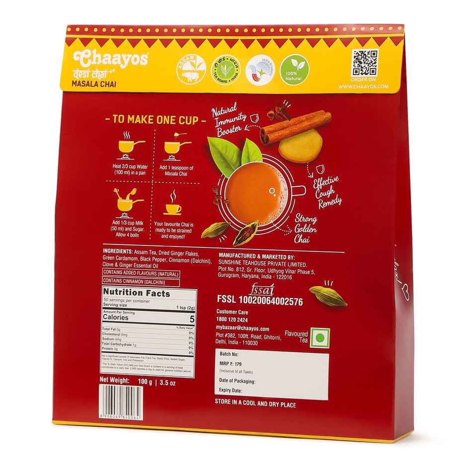 Chaayos Premium Chai Patti with Truly Natural Spices Masala Tea