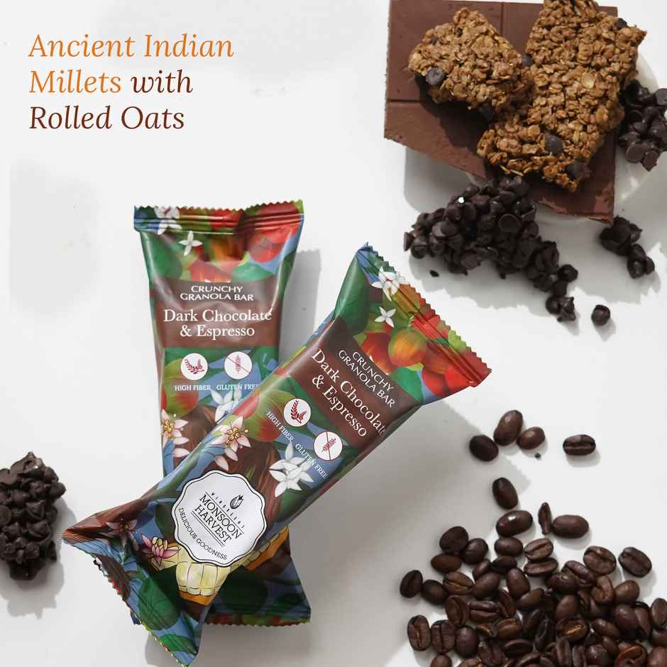 Monsoon Harvest Crunchy Granola Bars - Dark Chocolate & Espresso