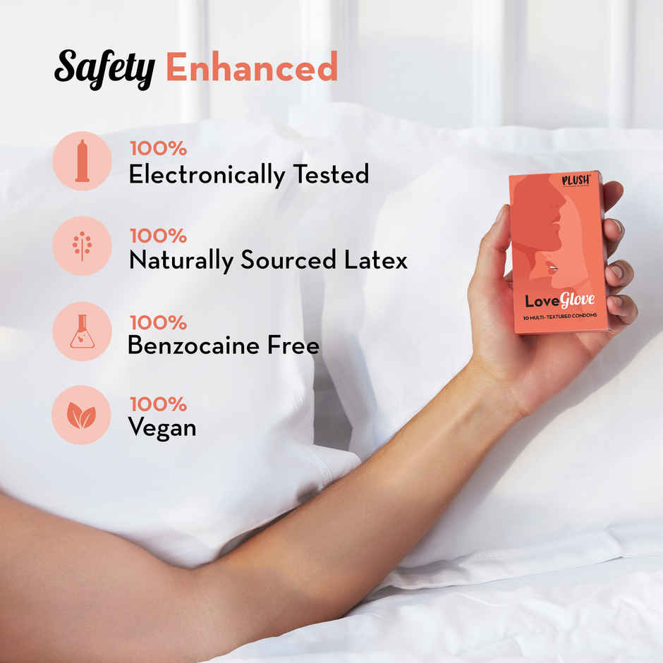 Plush Multi-Textured Condom For Men, Loveglove For Women's Pleasure, No Benzocaine Combo