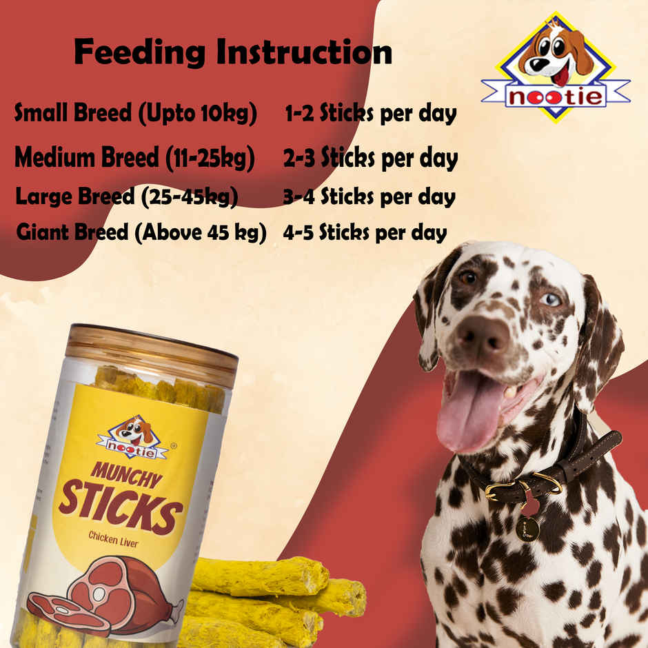 Nootie Munchy Sticks For All Stages Dogs Perfect For Traniing & Treating Long Lasting Chew (Chicken)