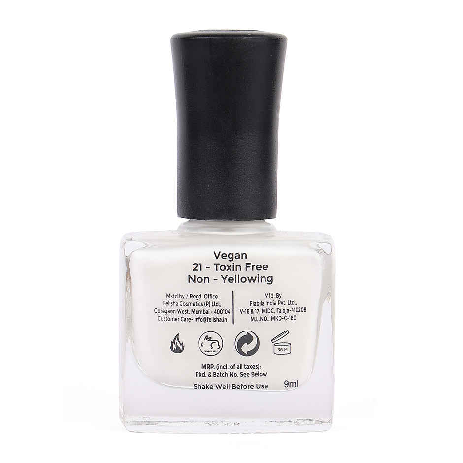 Color Fx White Glossy Nail Paint, Long Lasting Nail Polish 129