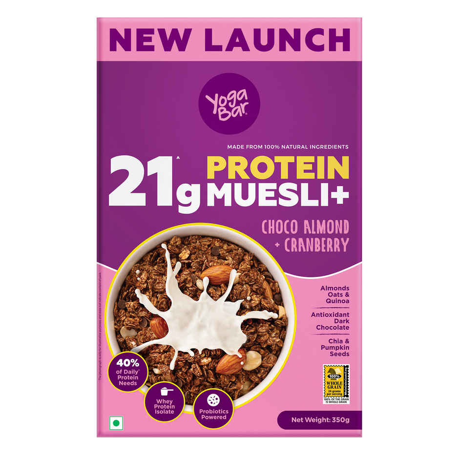 Yoga Bar 23g High Protein Muesli Choco Almond & Cranberry, Added Probiotics, Fibre Rich, Omega - 3