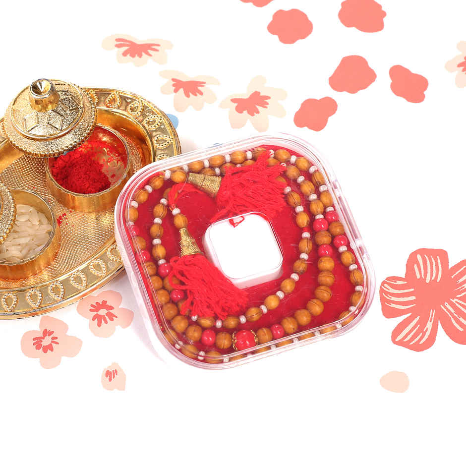 Pichai Mahakaal Wooden Finish Beads Rakhi - Rustic and Traditional