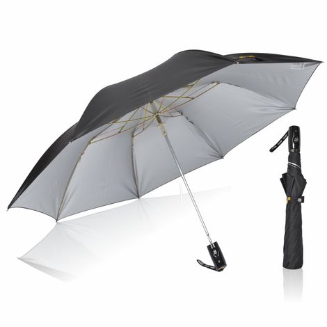Eume Armor Auto Open 24.5 Inch 2 Fold Unisex Black And Silver Color Umbrella