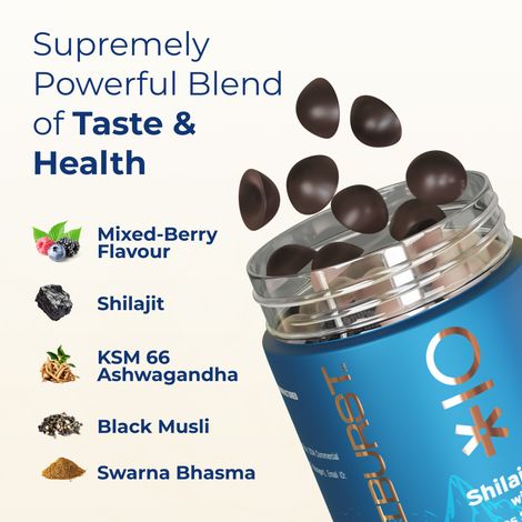 Nutriburst Shilajit Resin Gummies Ayurvedic Herbal Blend Mixed-Berry Flavor