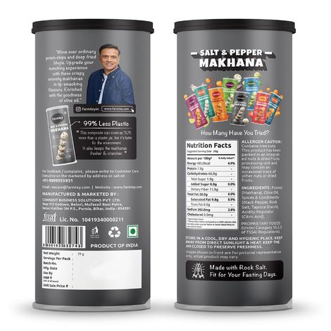 Farmley Black Pepper Roasted Makhana- Fit For Fasting