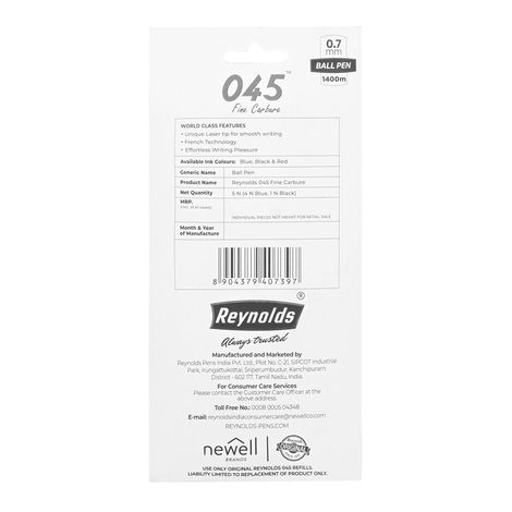 Reynolds 045 Ball Pen Set (5 Pens - 4 Blue Pens; 1 Black Pen)