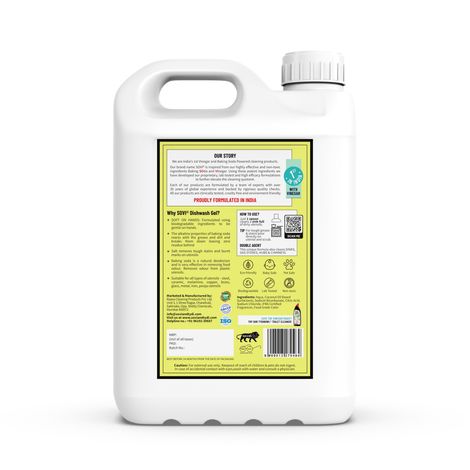 Sovi Eco-Friendly Dishwash Liquid With Baking Soda - Salt And Lemon Extract | Lemon Juicy
