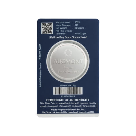 Lakshmi Ganesh Pure Silver Coin| 999 Purity | 10 g | Augmont