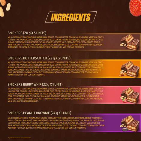 Snickers Gift Pack | 8 Bars | Peanut , Butterscotch, Berry Whip & Peanut Brownie