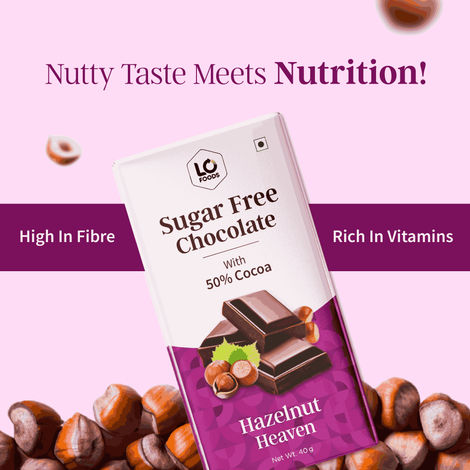 Lo Foods Dark Chocolate Bar Hazelnut Premium Sugar Free Chocolate Rich Healthy Chocolates