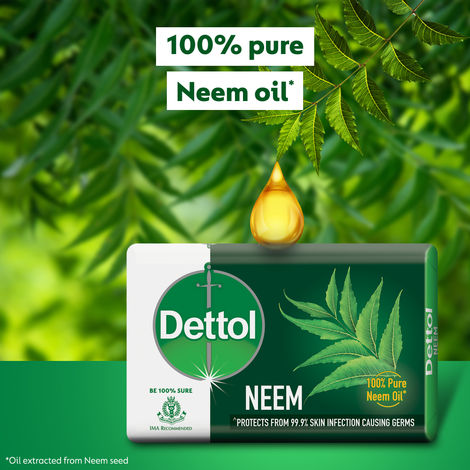 Dettol Neem Bathing Soap Bar with Pure Neem Oil | Buy 3 Get 1 Free