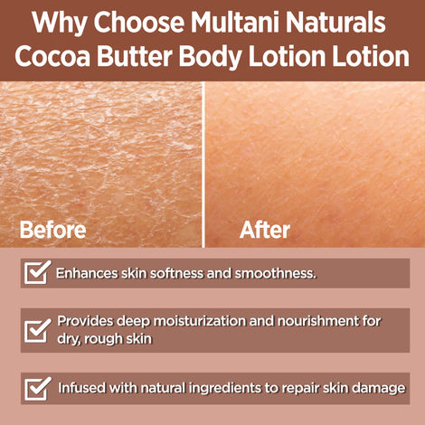 Multani Naturals Cocoa Body Lotion | Non Sticky Lightweight Formula | Moisture & Protect