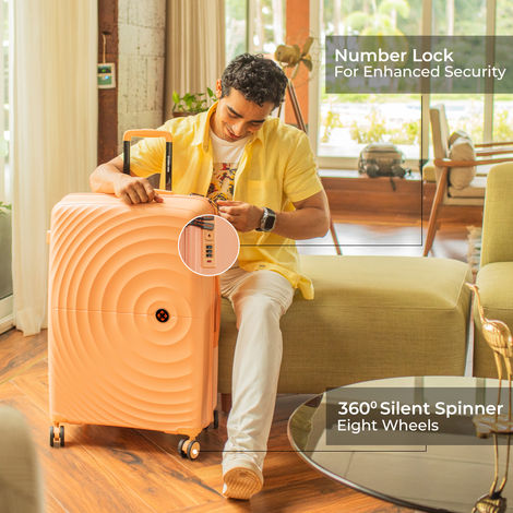 Nasher Miles Seattle Check-In Hard Side Polypropylene (55 & 65 cm) Trolley Bag (Peach)