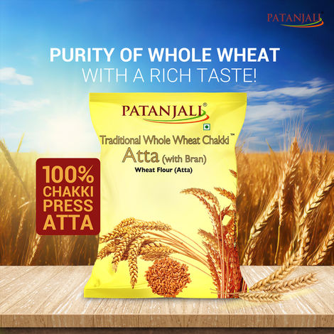 Patanjali Wheat Flour Atta With Bran Traditional Chakki Gehu Atta For Soft and Fluffy Roti