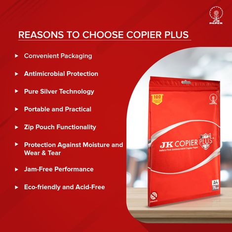 JK Paper Copier Plus Antimicrobial - 75 GSM | A4 | 100 Sheets