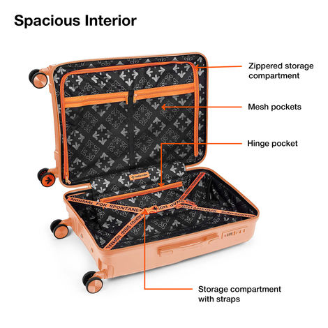 Nasher Miles Seattle Check-In Hard Side Polypropylene (55 & 65 cm) Trolley Bag (Peach)