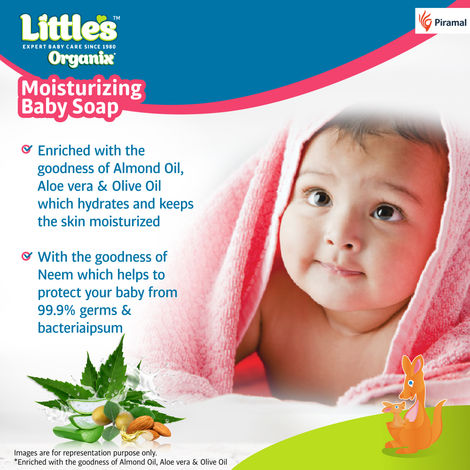 Little'S Organix Moisturizing Baby Soap | Organic Almond Oil - Olive Oil - Aloe Vera & Neem