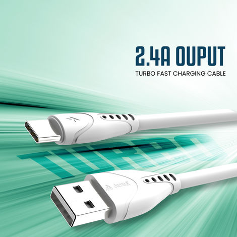 Aroma Electronic UC11 - 2.4 Amp USB-A to Type-C | 1 m Fast Charging Sync & Charge Data Cable |White