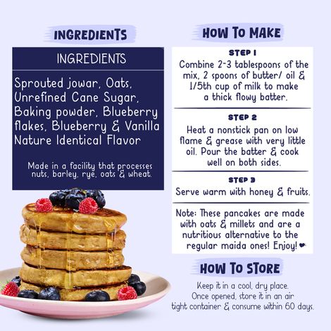 Gladful Blueberry Pancake - Sprouted Jowar And Oats