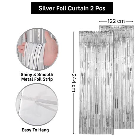 Party Propz Party Propz Silver Foil Curtain - Pack Of 2
