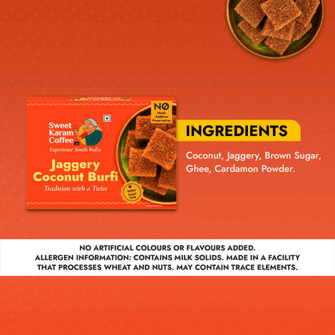 Sweet Karam Coffee Jaggery Coconut Burfi - No Preservatives