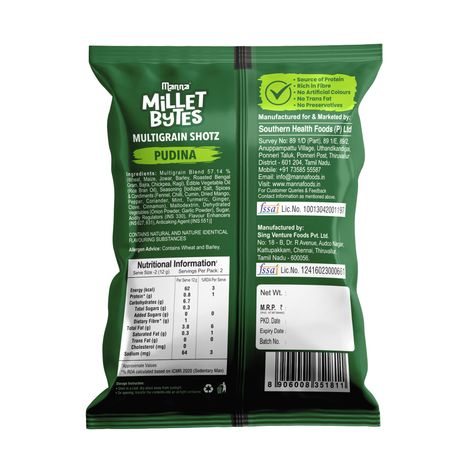 Manna Millet Bytes - Multigrains Shots- Pudina