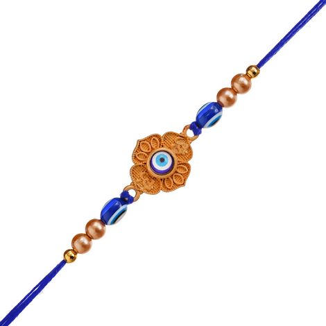 Evil Eye Om Floral Raksha Bandhan Rakhi for Bhai Bhaiya with Roli Chawal Pack (eCraftIndia)