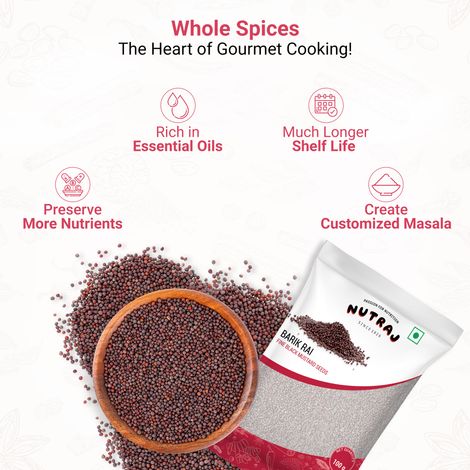 Nutraj Classic Barik Rai (Fine Black Mustard Seeds) - Pouch