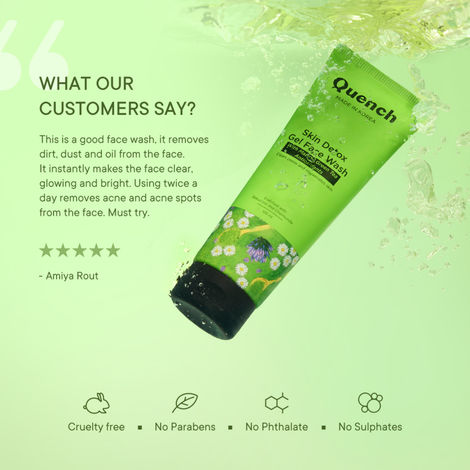 Quench Detox Gel Face Wash Korean Cleanser For Acne Control With Matcha Green Tea