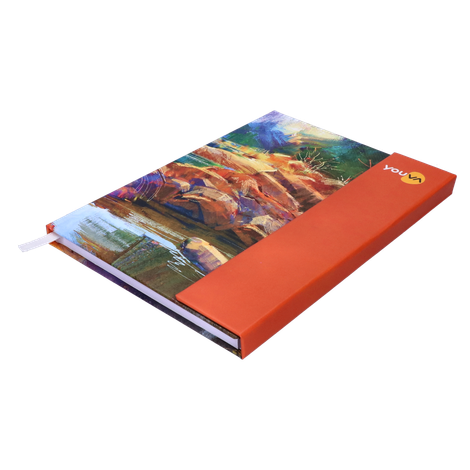 Navneet Youva Magnetic Single Line A5 Size Case Bound 192 Pages Notebook 14.8 x 21 cm - Assorted