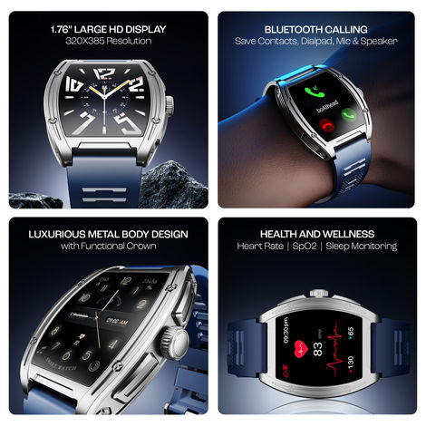 boAt Enigma Ascend Smartwatch | 1.76" Display | Functional Crown - Ocean Blue
