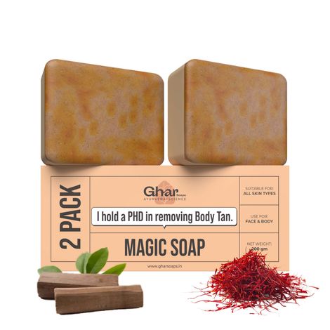 Gharsoaps Magic Soap Sandal Wood And Saffron For Detan And Glowing Brightening Skin