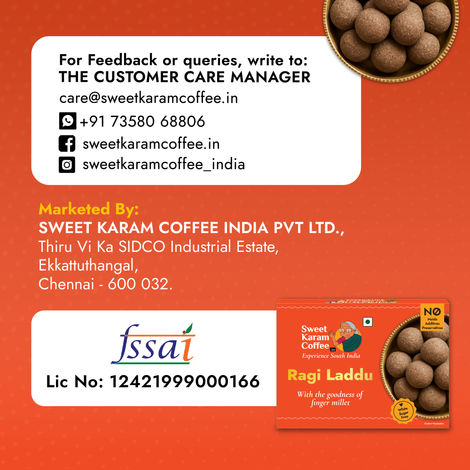 Sweet Karam Coffee White Sugar Free Ragi Laddu - No Preservatives