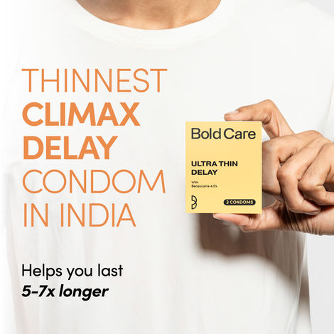 Bold Care Ultra Thin Climax Delay Condoms | To Help Men Last 5-7X Longer In Bed With Benzocaine