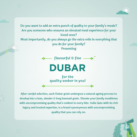 India Gate Flavourful and Fine Dubar Basmati Rice | Long and Slender Grains | Naturally Aged