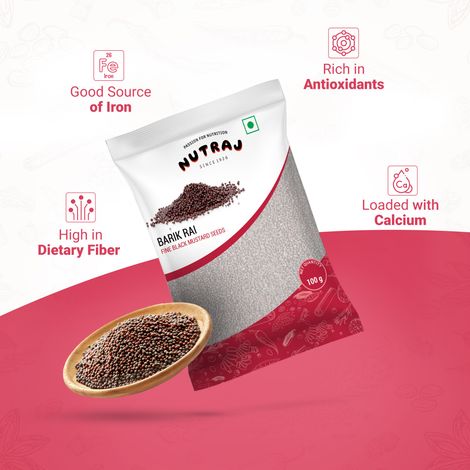 Nutraj Classic Barik Rai (Fine Black Mustard Seeds) - Pouch