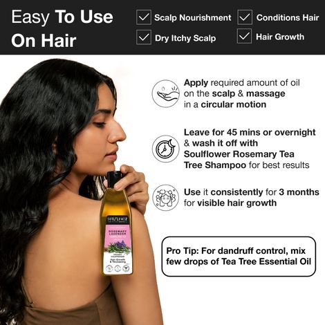 Soulflower Organic Rosemary Lavender Healthy Hair Oil For Hair Growth And Hair Fall Control