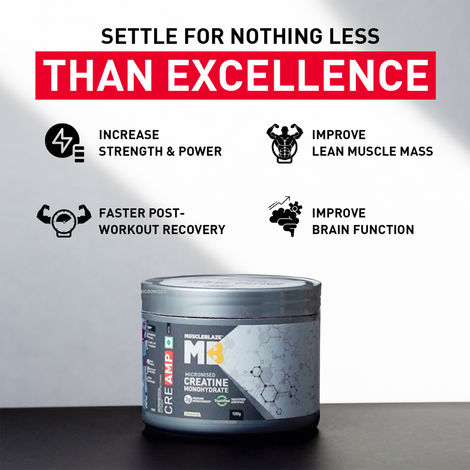 MuscleBlaze Mirconised Creatine Monohydrate CreAMP Powder (Unflavoured, 32 Servings)