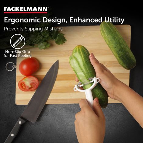 Fackelmann Arcadalina Stainless Steel Vegetable Y-Peeler | White | Ergonomic Plastic Handle