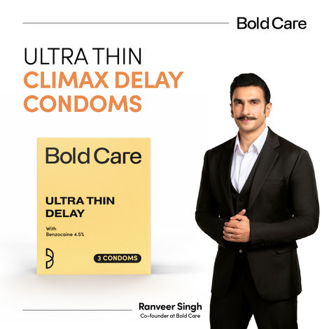 Bold Care Ultra Thin Climax Delay Condoms | To Help Men Last 5-7X Longer In Bed With Benzocaine