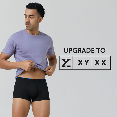 XYXX Uno IntelliSoft Micro Modal Solid Trunk | Men's Innerwear | Pack of 2 |Blue + Black- XL