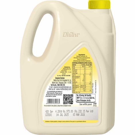 Dhara Health Refined Sun Flower Oil | Jar