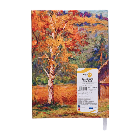 Navneet Youva Magnetic Single Line A5 Size Case Bound 192 Pages Notebook 14.8 x 21 cm - Assorted