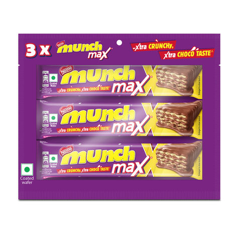 Nestle Munch Max Chocolate Coated Crunchy Wafer Bar Value Pack