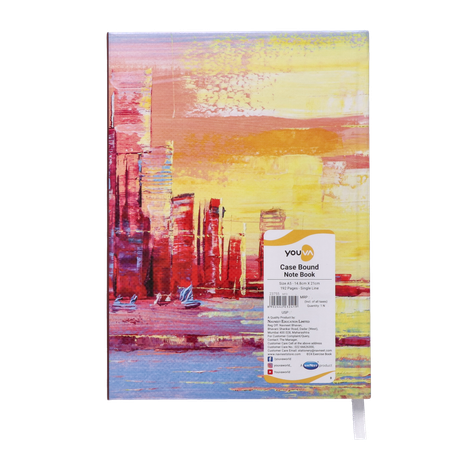 Navneet Youva Magnetic Single Line A5 Size Case Bound 192 Pages Notebook 14.8 x 21 cm - Assorted