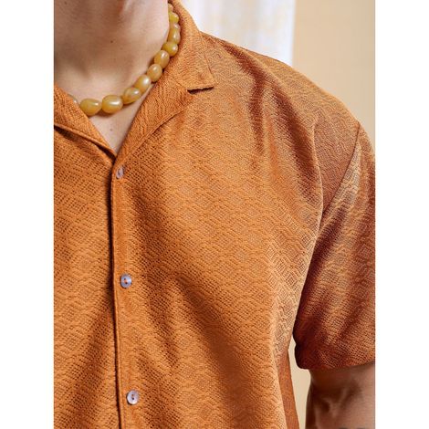 The Indian Garage Co Men's Relaxed Fit Solid Casual Shirts | Brown - S