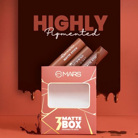MARS Cosmetics Matte Box Set Of 3 Lipsticks For Women (03-Plum)