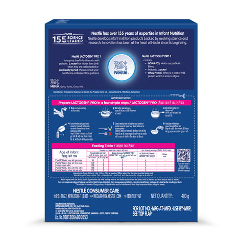 Nestle Lactogen Pro 1 Powder | Infant Formula Up To 6 Months With Probiotic And Prebiotics