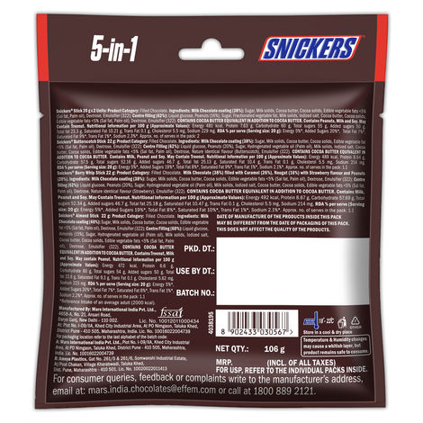 Snickers Variety Pack | Assorted Bars | Peanut, Almond, Butterscotch & Berry Whip